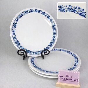 Corelle By Corning OLD TOWN BLUE Onion Design Border Dinner Plates Set 3 USA